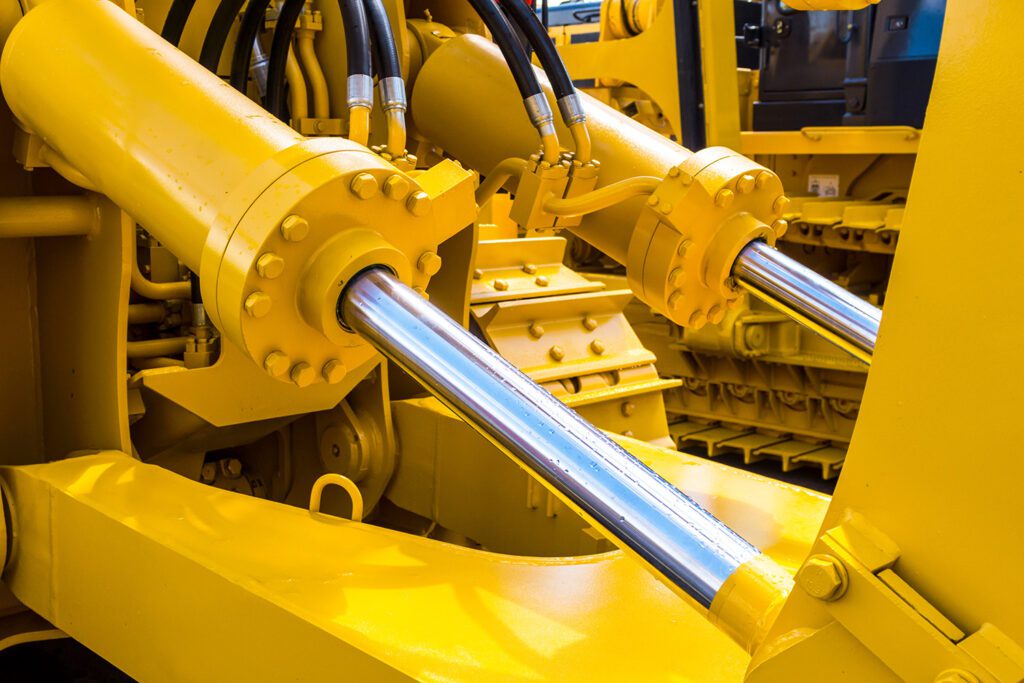 Yellow and silver hydraulic equipment.